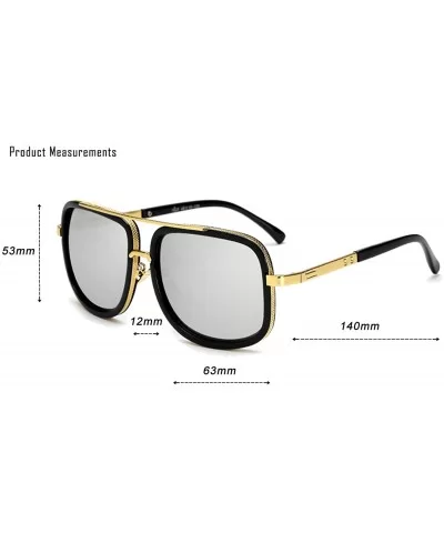 Retro Aviator Sunglasses For Men Women Vintage Square Designer Sun Glasses - Black/Silver Mirrored - C3182KW969X $8.49 Aviator