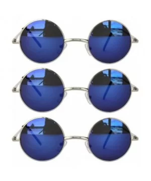 Set of 3 Pairs Round Retro Vintage Circle Sunglasses Colored Metal Frame Small model 43 mm - C8184Y4ZCZ0 $7.87 Goggle