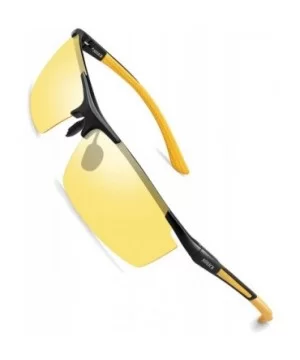 Night Driving Glasses Anti Glare Polarized- HD Vision Al-Mg Frame Safe Fashion Sunglasses - Yellow - CF1924UM34K $29.92 Oval