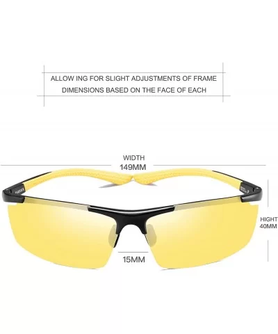 Night Driving Glasses Anti Glare Polarized- HD Vision Al-Mg Frame Safe Fashion Sunglasses - Yellow - CF1924UM34K $29.92 Oval