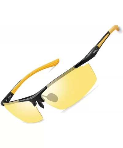 Night Driving Glasses Anti Glare Polarized- HD Vision Al-Mg Frame Safe Fashion Sunglasses - Yellow - CF1924UM34K $29.92 Oval