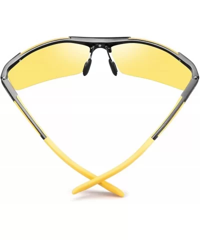 Night Driving Glasses Anti Glare Polarized- HD Vision Al-Mg Frame Safe Fashion Sunglasses - Yellow - CF1924UM34K $29.92 Oval