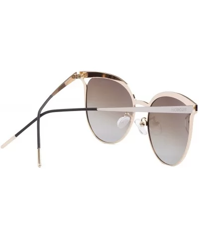 Womens Polarised Cat Eye Sunglasses Summer Shades - White - Brown Gradient - C718EONCCHY $29.42 Square