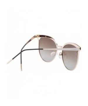 Womens Polarised Cat Eye Sunglasses Summer Shades - White - Brown Gradient - C718EONCCHY $29.42 Square