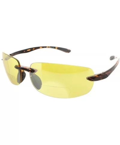 Island Bifocal Sunglasses Rimless Readers - Non-polarized Tortoise Frame/Yellow Night Driving Lens - C911X6ZGD8B $18.95 Round