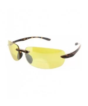 Island Bifocal Sunglasses Rimless Readers - Non-polarized Tortoise Frame/Yellow Night Driving Lens - C911X6ZGD8B $18.95 Round