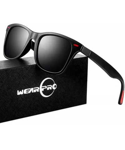 Sunglasses for Men Vintage Polarized Sun Glasses Fashion Shades WP1001 - Black/Red_nail - C218OLAR297 $7.30 Round