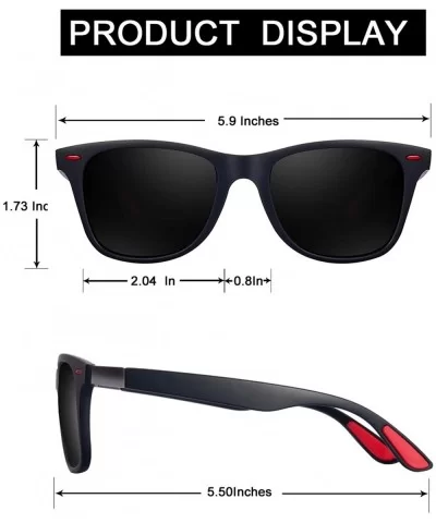 Sunglasses for Men Vintage Polarized Sun Glasses Fashion Shades WP1001 - Black/Red_nail - C218OLAR297 $7.30 Round