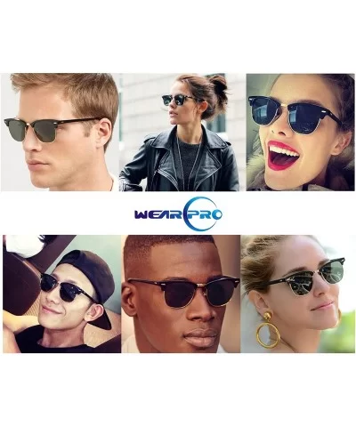 Sunglasses for Men Vintage Polarized Sun Glasses Fashion Shades WP1001 - Black/Red_nail - C218OLAR297 $7.30 Round