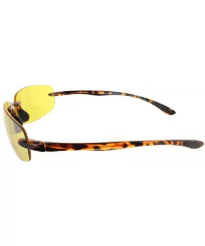 Island Bifocal Sunglasses Rimless Readers - Non-polarized Tortoise Frame/Yellow Night Driving Lens - C911X6ZGD8B $18.95 Round