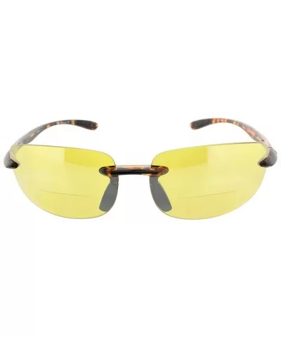 Island Bifocal Sunglasses Rimless Readers - Non-polarized Tortoise Frame/Yellow Night Driving Lens - C911X6ZGD8B $18.95 Round