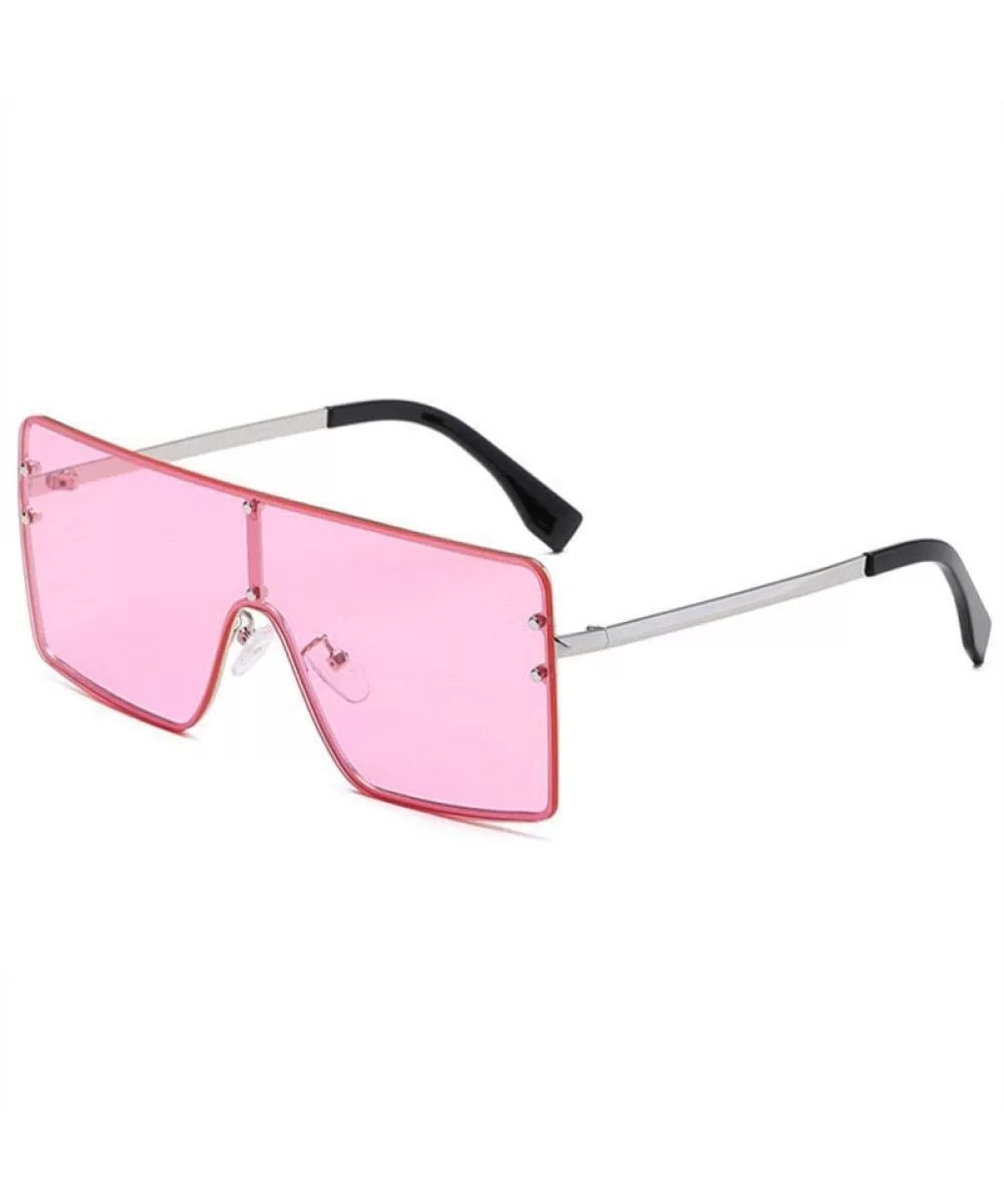 Oversized Sunglasses Women Men Vintage One-Piece Gradient Sun Glasses Brand C5 - Pink - CC18YKUI7LX $7.53 Oversized