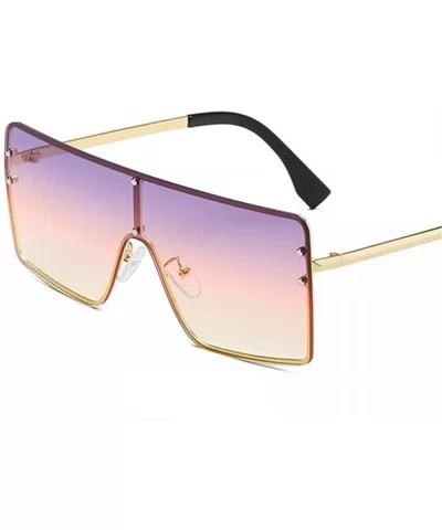 Oversized Sunglasses Women Men Vintage One-Piece Gradient Sun Glasses Brand C5 - Pink - CC18YKUI7LX $7.53 Oversized