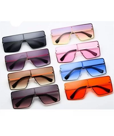 Oversized Sunglasses Women Men Vintage One-Piece Gradient Sun Glasses Brand C5 - Pink - CC18YKUI7LX $7.53 Oversized