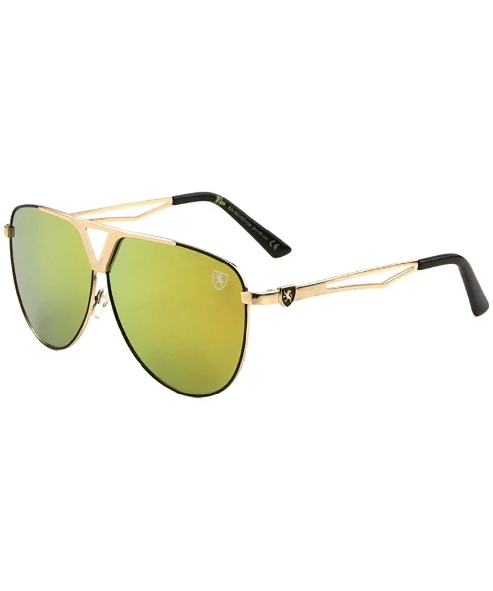 Classic Flat Top Metal Aviator Sunglasses - Gold Black Metallic Frame - CE1895UHE8D $9.09 Aviator