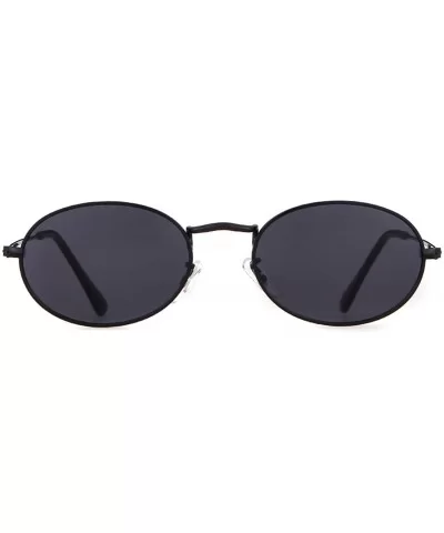 Oval Sunglasses Vintage Retro Sunglasses Designer Glasses for Women Men - Black Frame Grey Lens - CE18I8GW9WI $6.96 Oval