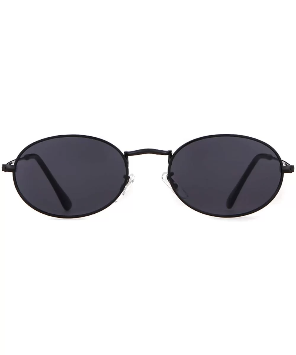 Oval Sunglasses Vintage Retro Sunglasses Designer Glasses for Women Men - Black Frame Grey Lens - CE18I8GW9WI $6.96 Oval