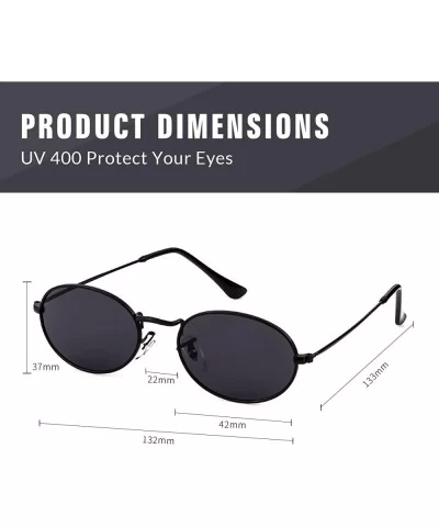 Oval Sunglasses Vintage Retro Sunglasses Designer Glasses for Women Men - Black Frame Grey Lens - CE18I8GW9WI $6.96 Oval