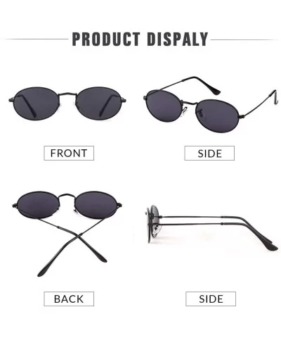 Oval Sunglasses Vintage Retro Sunglasses Designer Glasses for Women Men - Black Frame Grey Lens - CE18I8GW9WI $6.96 Oval