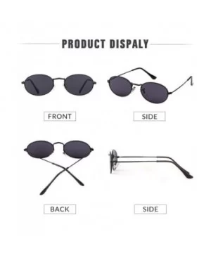 Oval Sunglasses Vintage Retro Sunglasses Designer Glasses for Women Men - Black Frame Grey Lens - CE18I8GW9WI $6.96 Oval