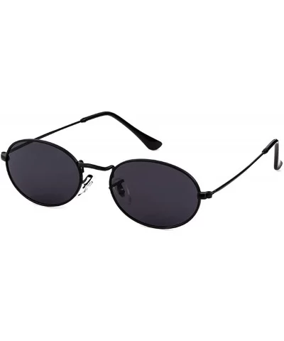 Oval Sunglasses Vintage Retro Sunglasses Designer Glasses for Women Men - Black Frame Grey Lens - CE18I8GW9WI $6.96 Oval