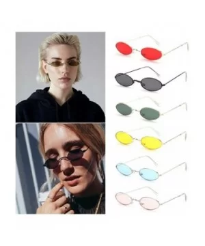 Vintage Oval Sunglasses Small Metal Frame Retro Eyewear Candy Colors Summer Eye Glasses - Black & Gray - CE1998SO9AQ $8.02 Oval