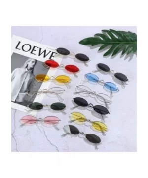 Vintage Oval Sunglasses Small Metal Frame Retro Eyewear Candy Colors Summer Eye Glasses - Black & Gray - CE1998SO9AQ $8.02 Oval