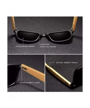 Genuine bamboo sunglasses square men polarized UV400 - Orange - C918NDQZ2NT $18.05 Rectangular