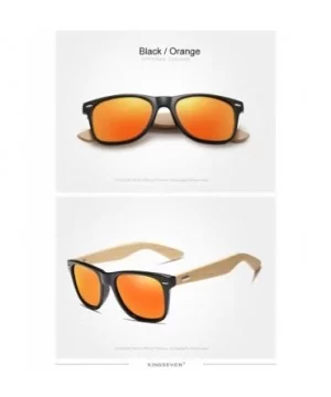 Genuine bamboo sunglasses square men polarized UV400 - Orange - C918NDQZ2NT $18.05 Rectangular