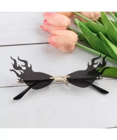 2 Pieces Fire Flame Sunglasses for Women Men - Rimless Wave Sun Glasses Fire Shape Glasses - Eyewear for Party - C1199GCDW9U ...