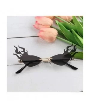 2 Pieces Fire Flame Sunglasses for Women Men - Rimless Wave Sun Glasses Fire Shape Glasses - Eyewear for Party - C1199GCDW9U ...