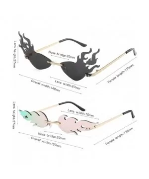 2 Pieces Fire Flame Sunglasses for Women Men - Rimless Wave Sun Glasses Fire Shape Glasses - Eyewear for Party - C1199GCDW9U ...