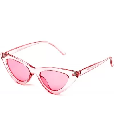 Cat Eye Sunglasses Clout Goggle Sexy Women Exaggerated Slim Frame Colorful Tinted Lens - Transparent/Pink - C211HWMUL7N $5.66...