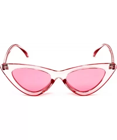 Cat Eye Sunglasses Clout Goggle Sexy Women Exaggerated Slim Frame Colorful Tinted Lens - Transparent/Pink - C211HWMUL7N $5.66...