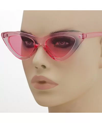 Cat Eye Sunglasses Clout Goggle Sexy Women Exaggerated Slim Frame Colorful Tinted Lens - Transparent/Pink - C211HWMUL7N $5.66...