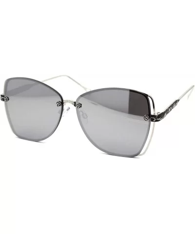 Womens Luxury Victorian Foliage Metal Rim Butterfly Sunglasses - Silver Mirror - C318YTEK7N2 $9.15 Butterfly