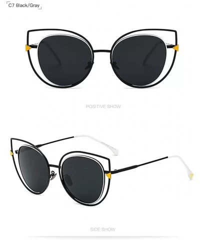 Kitty Eye Sunglasses Women Brand Designer 2017 Vintage Oversized Shades 997242Y - Black - CT184YKWE7W $12.13 Oversized