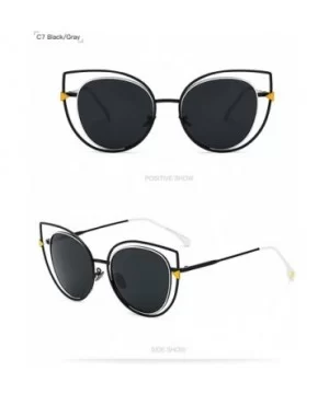 Kitty Eye Sunglasses Women Brand Designer 2017 Vintage Oversized Shades 997242Y - Black - CT184YKWE7W $12.13 Oversized