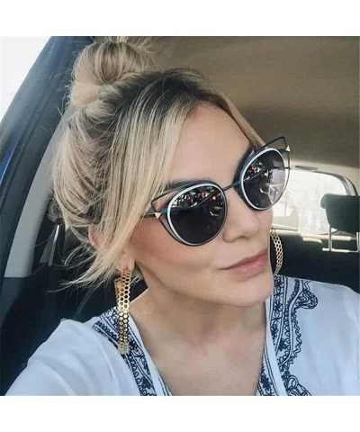 Kitty Eye Sunglasses Women Brand Designer 2017 Vintage Oversized Shades 997242Y - Black - CT184YKWE7W $12.13 Oversized