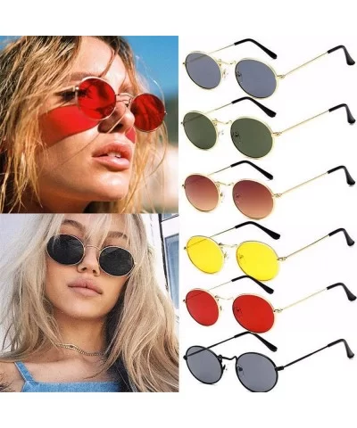 Great Quality Vintage Retro Oval Sunglasses Ellipse Metal Frame Glasses Trendy Fashion Shades - Multicolor-d - CH18T04YGNN $4...