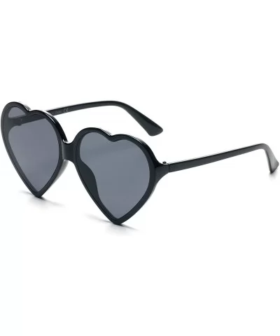 Women Funky Hipster Retro Heart Shape Oversized UV Protection Fashion Sunglasses - Black - C018WU8ALXQ $17.29 Goggle