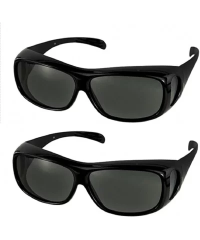 Unisex Polarized Fit Over Sunglasses Wear Over Cover Over Glasses - 2 Black - CO12IDLJDY3 $15.93 Round