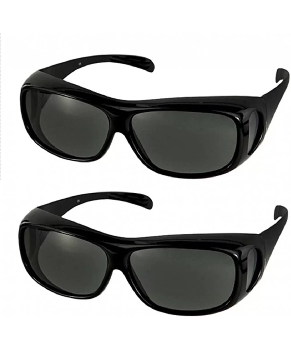 Unisex Polarized Fit Over Sunglasses Wear Over Cover Over Glasses - 2 Black - CO12IDLJDY3 $15.93 Round