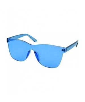 Tinted Colorful Lens Rimless Sunglasses - Transparent Square Horn Rimmed - Blue - CW18GGEY8U4 $7.18 Rimless