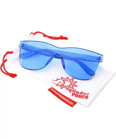 Tinted Colorful Lens Rimless Sunglasses - Transparent Square Horn Rimmed - Blue - CW18GGEY8U4 $7.18 Rimless