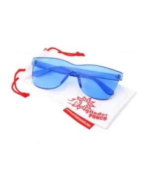 Tinted Colorful Lens Rimless Sunglasses - Transparent Square Horn Rimmed - Blue - CW18GGEY8U4 $7.18 Rimless