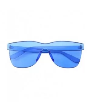 Tinted Colorful Lens Rimless Sunglasses - Transparent Square Horn Rimmed - Blue - CW18GGEY8U4 $7.18 Rimless