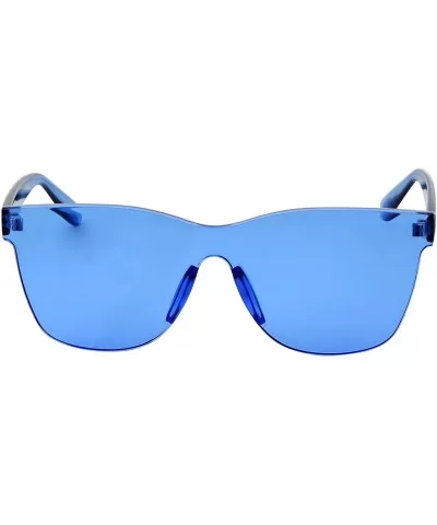 Tinted Colorful Lens Rimless Sunglasses - Transparent Square Horn Rimmed - Blue - CW18GGEY8U4 $7.18 Rimless