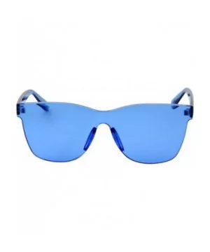 Tinted Colorful Lens Rimless Sunglasses - Transparent Square Horn Rimmed - Blue - CW18GGEY8U4 $7.18 Rimless