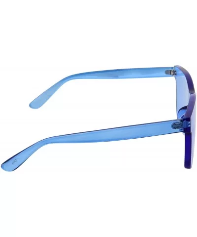 Tinted Colorful Lens Rimless Sunglasses - Transparent Square Horn Rimmed - Blue - CW18GGEY8U4 $7.18 Rimless